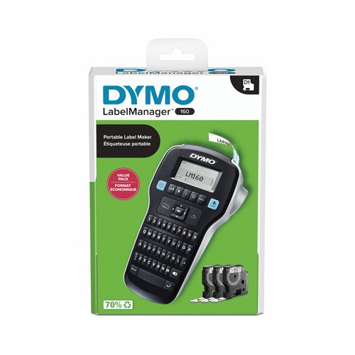 DYMO LabelManager 160 Label Printer & D1 Tapes Value Pack 2181011
