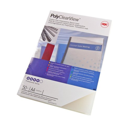 GBC Polypropylene Binding Covers A4 300 Micron Frost Clear (Pack 100) IB386848