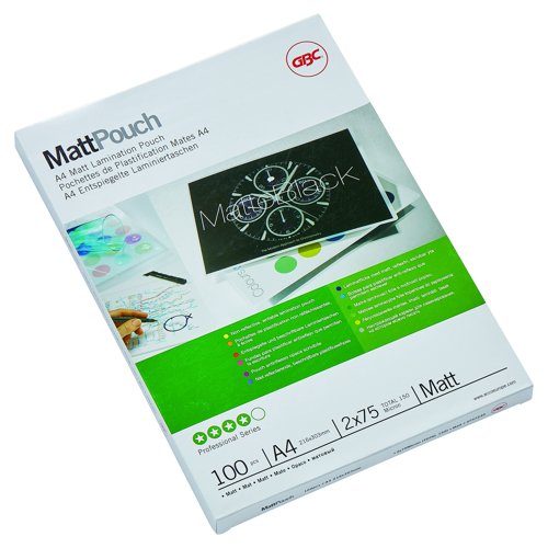 GBC Laminating Pouches Matt A4 2x75micron (Pack 100) 3747240
