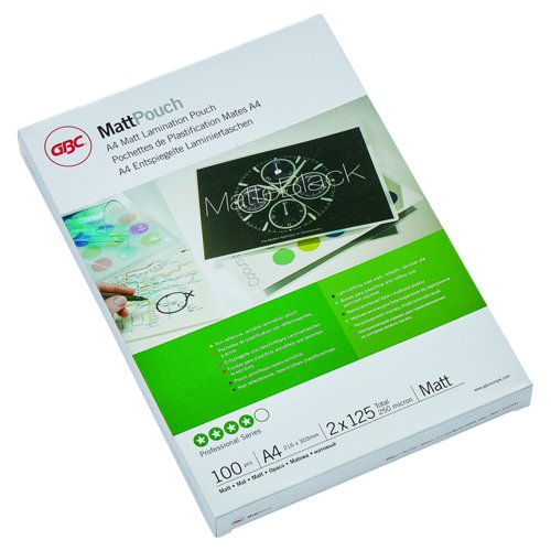GBC Laminating Pouches Matt A4 2x125micron (Pack 100) 3747241