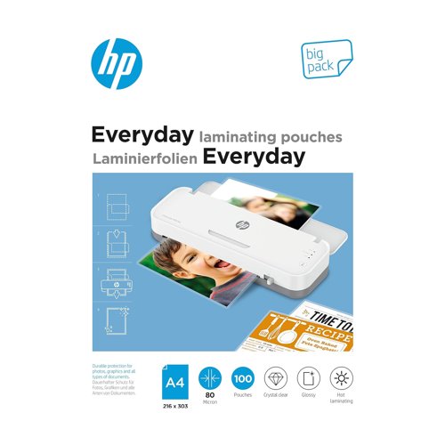 HP Everyday Laminating Pouches A4 160 Micron (Pack 100) 9154