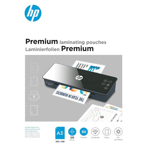 HP Premium Laminating Pouches A3 250 Micron (Pack 50) 9124