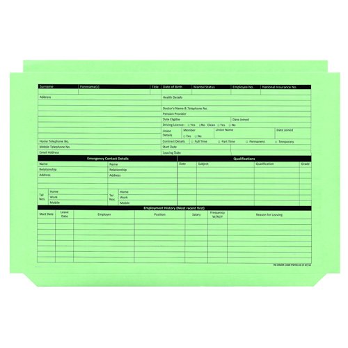 Personnel Wallet Green (Pack 50) PWG01