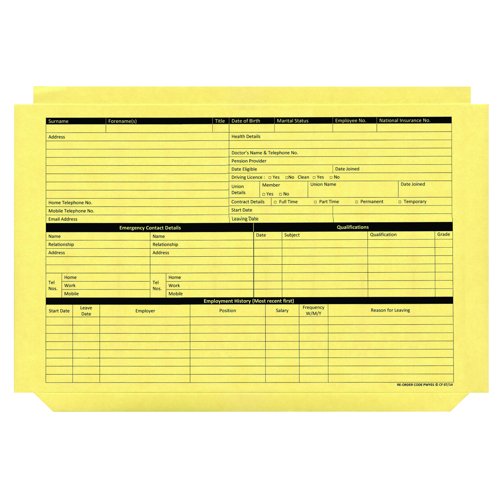Personnel Wallet Yellow (Pack 50) PWY01