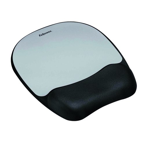 Fellowes Memory Foam Mouse Mat/Wrist Rest Silver 917580