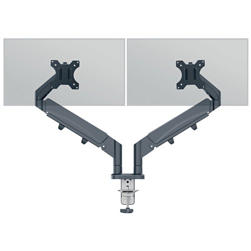 Leitz Ergo Space Saving Dual Monitor Arm Velvet Grey 65370089