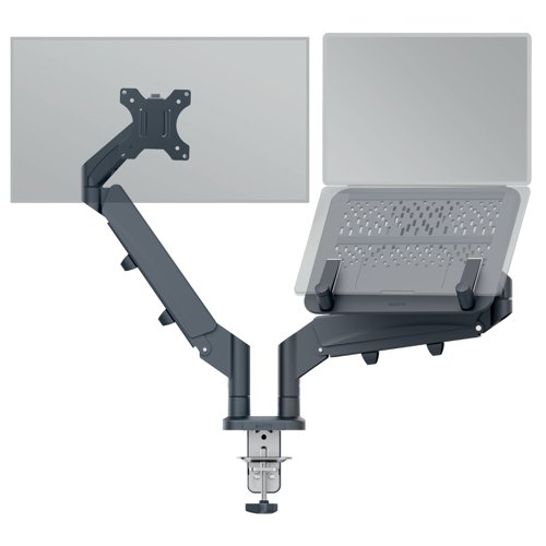 Leitz Ergo Space Saving Monitor & Laptop Arm Velvet Grey 65380089