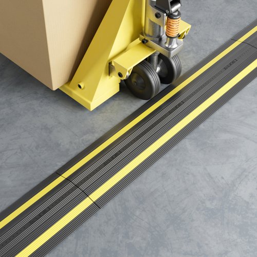 D-Line Drop Over Cable Ramp 2m Black & Yellow 46x20mm Channel DO-1M-BLK