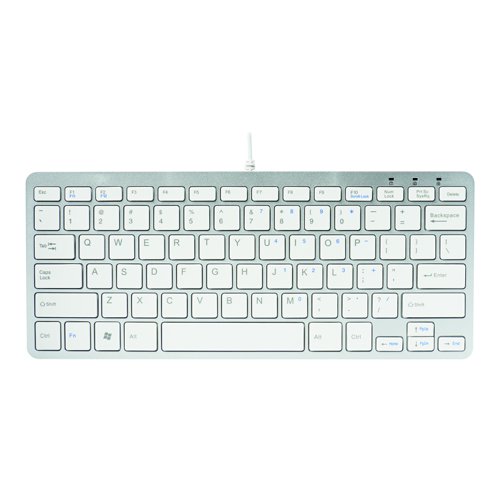 R-GO Compact Ergonomic Wired Keyboard White RGOECUKW