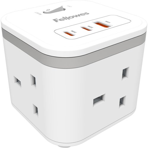 Fellowes Power Cube 3xType G 3xUSB White 100137166