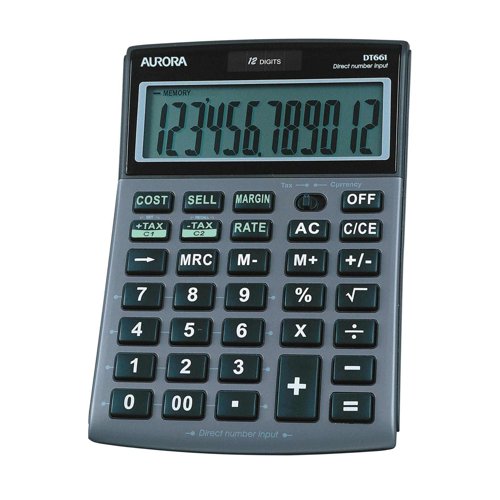 Aurora Semi-Desk Calculator 12 Digit DT661