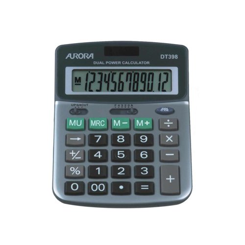 Aurora Semi-Desk Calculator 12 Digit DT398