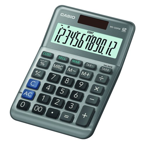 Casio Metallic Desk Calculator 12 Digit MS-120FM