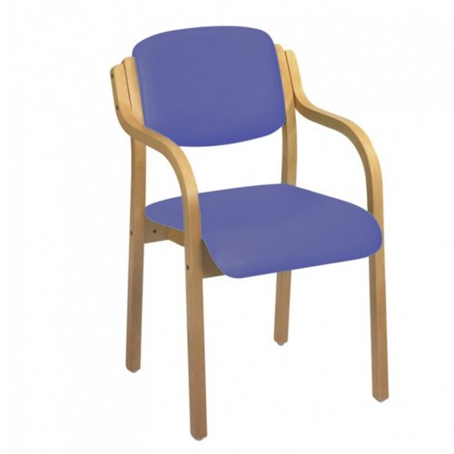 Sunflower Antibacterial Vinyl Visitor Arm Chair Beech/Mid Blue HCWA-MIDBL