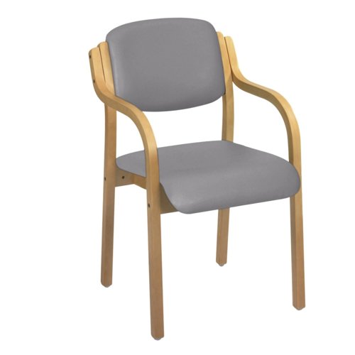 Sunflower Antibacterial Vinyl Visitor Arm Chair Beech/Grey HCWA-GREY