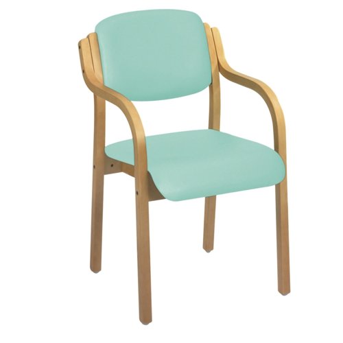 Sunflower Antibacterial Vinyl Visitor Arm Chair Beech/Mint HCWA-MINT