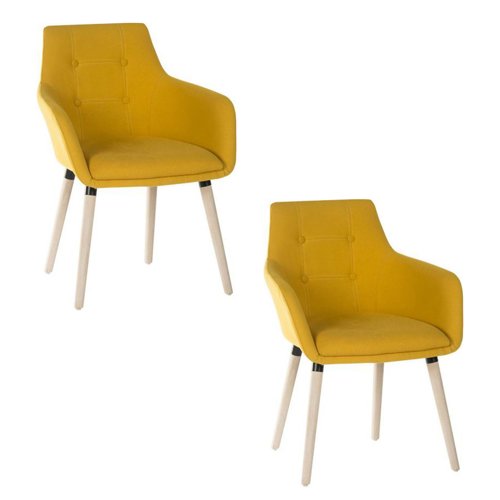 Teknik Office 4 Legged Reception Chair Yellow (Pack 2) 6929YELLOW