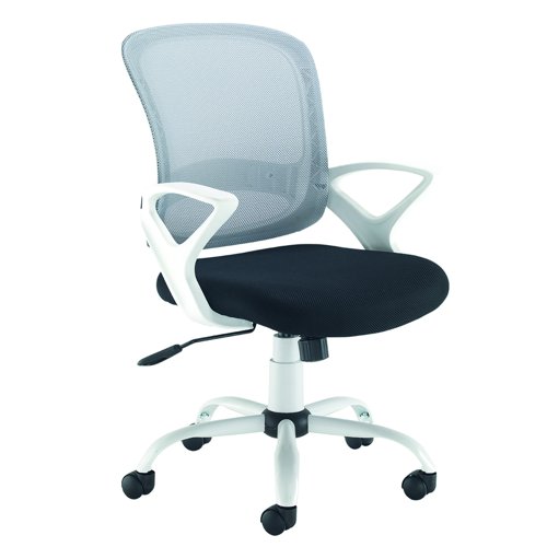 Tyler Mesh Back Operator Chair White Frame/Black Mesh TYL-300T1