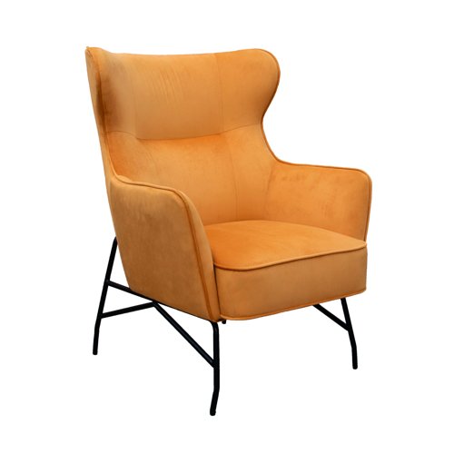 Alpha High Back Lounge Chair Black Metal Frame/Mustard ALP01-MU