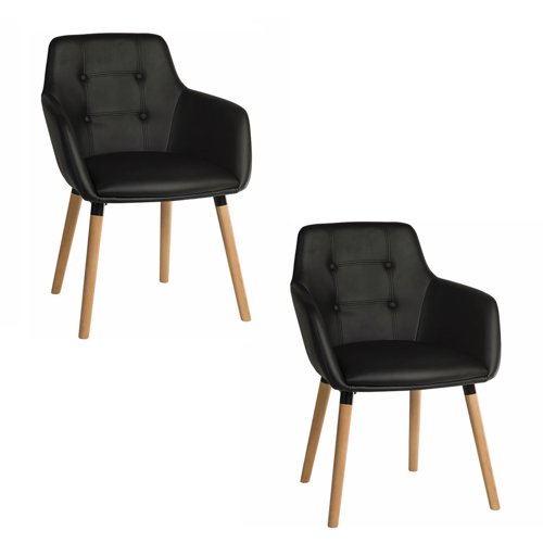 Teknik Office 4-Legged Reception Chair PU Black (Pack 2) 6929PU-BLACK