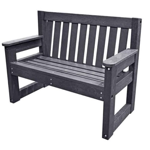 Dale Recycled Plastic Outdoor Bench Black ZDALE12-BLACK