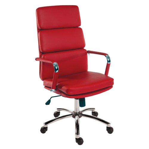 Teknik Office Deco Retro Style Executive Chair Red Faux Leather 1097RD
