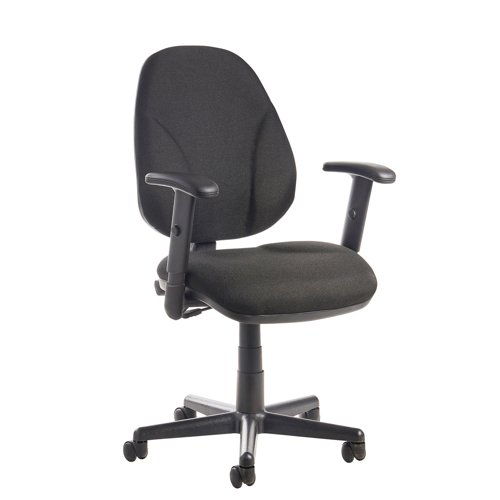 Bilbao Lumbar Fabric Operator Chair Adjustable Arms Black BIL309B1-L-K