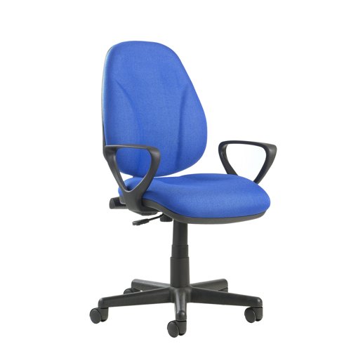 Bilbao Lumbar Fabric Operator Chair Fixed Arm Blue BILB308B1-L-B