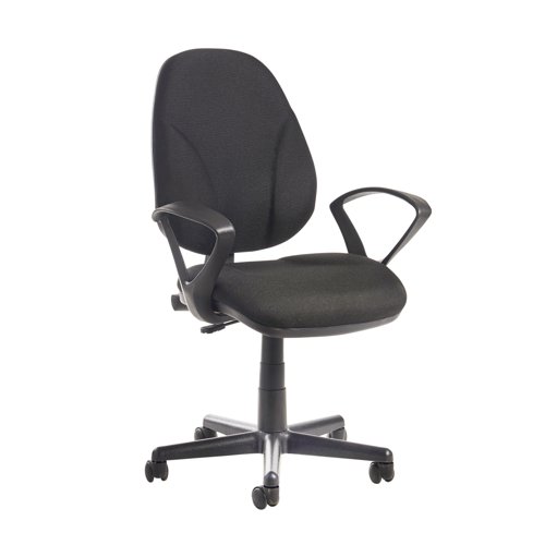 Bilbao Lumbar Fabric Operator Chair Fixed Arm Black BILB308B1-L-K