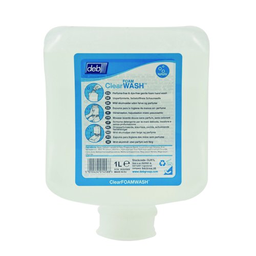 Deb Clear Foam Hand Wash Cartridge 1 Litre (6) CLR1L