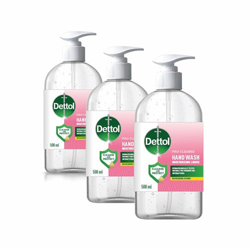 Dettol Pro Liquid Hand Soap 500ml (Pack 3)