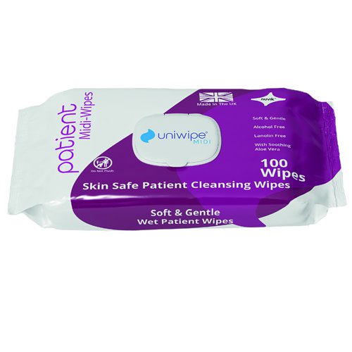 Uniwipe Midi-Wipe Patient Cleansing Wipes (Pack 100) 1071