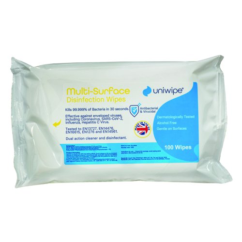 Uniwipe Multisurface Disinfectant Wipes (Pack 100) 1005