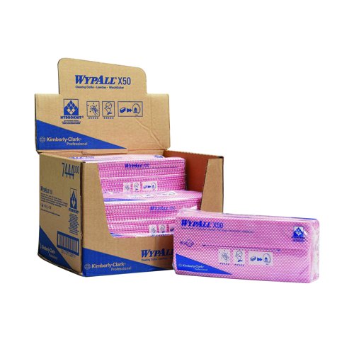 WYPALL X50 Microfibre Cleaning Cloths Red (Pack 50) 7444