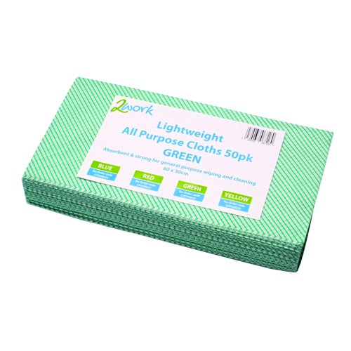 All Purpose Lightweight Cleaning Cloths Green (Pack 50)
