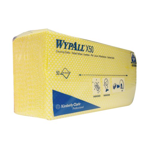 WYPALL X50 Microfibre Cleaning Cloths Yellow (Pack 50) 7443