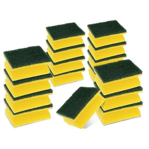 3M Scotch-Brite Classic Nail Saver Heavy Duty Scrub Sponge Yellow And Green (Pack 16) 7100248034
