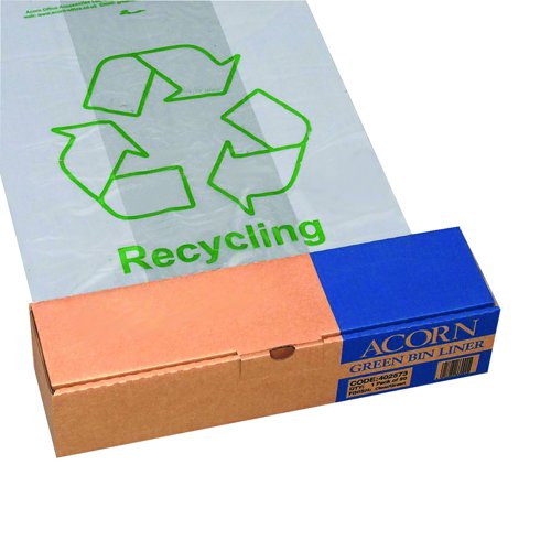 Green Recycling Bin Liners Clear (50) 402573