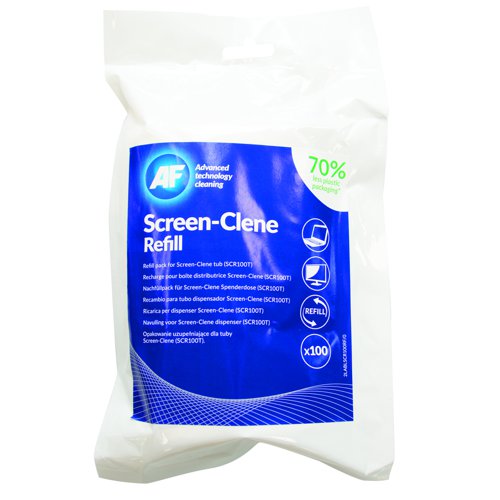 AF Screen-Clene Screen Cleaning Wipes Refill Pouch (Pack 100) SCR100R