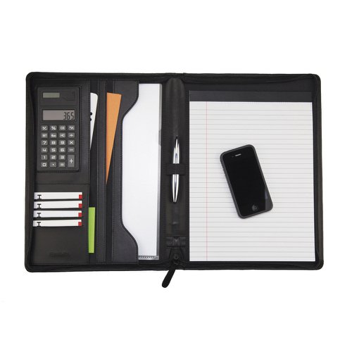 Monolith Leather Look Zipped Folio/Calculator/Pad 2914