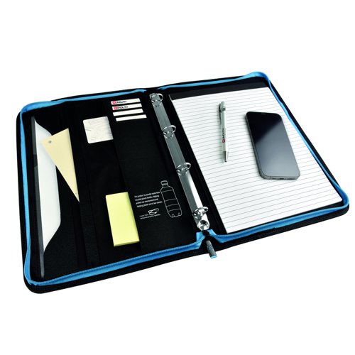 Monolith Blueline Zipped with Ringbinder Conference Folder A4 Black 3352