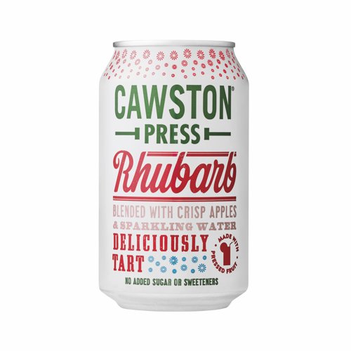Cawston Press Sparkling Soft Drink Rhubarb 330ml Can (Pack 24) CANS102