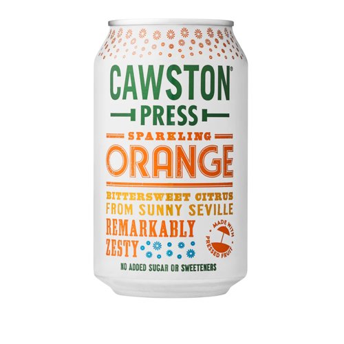 Cawston Press Sparkling Soft Drink Orange 330ml Can (Pack 24) CANS113