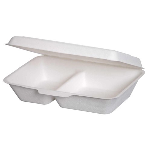 Bagasse Pulp Food Box 2 Compartment (Pack 125)