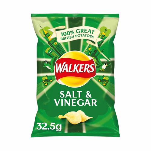 Walkers Salt and Vinegar Crisps 32.5g (Pack 32) 121795