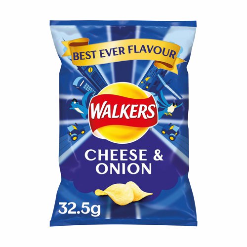 Walkers Cheese and Onion Crisps 32.5g (Pack 32) 121796