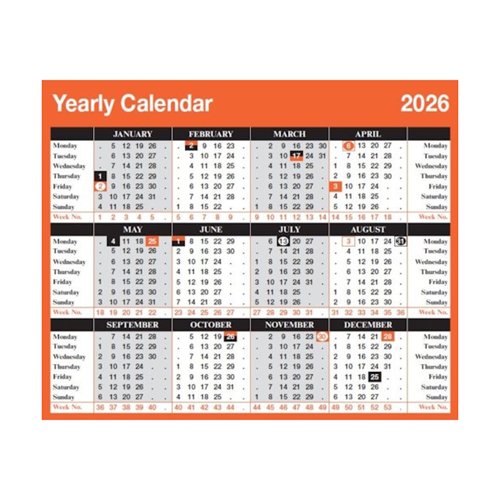 Year to View Desk Calendar 2026