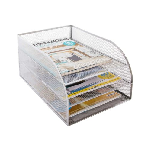 Mesh 3 Tier Letter Tray Silver