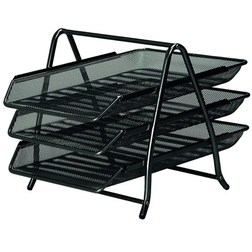 Wire Mesh 3 Tier Letter Tray Black