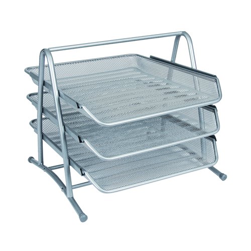 Wire Mesh 3 Tier Letter Tray Silver